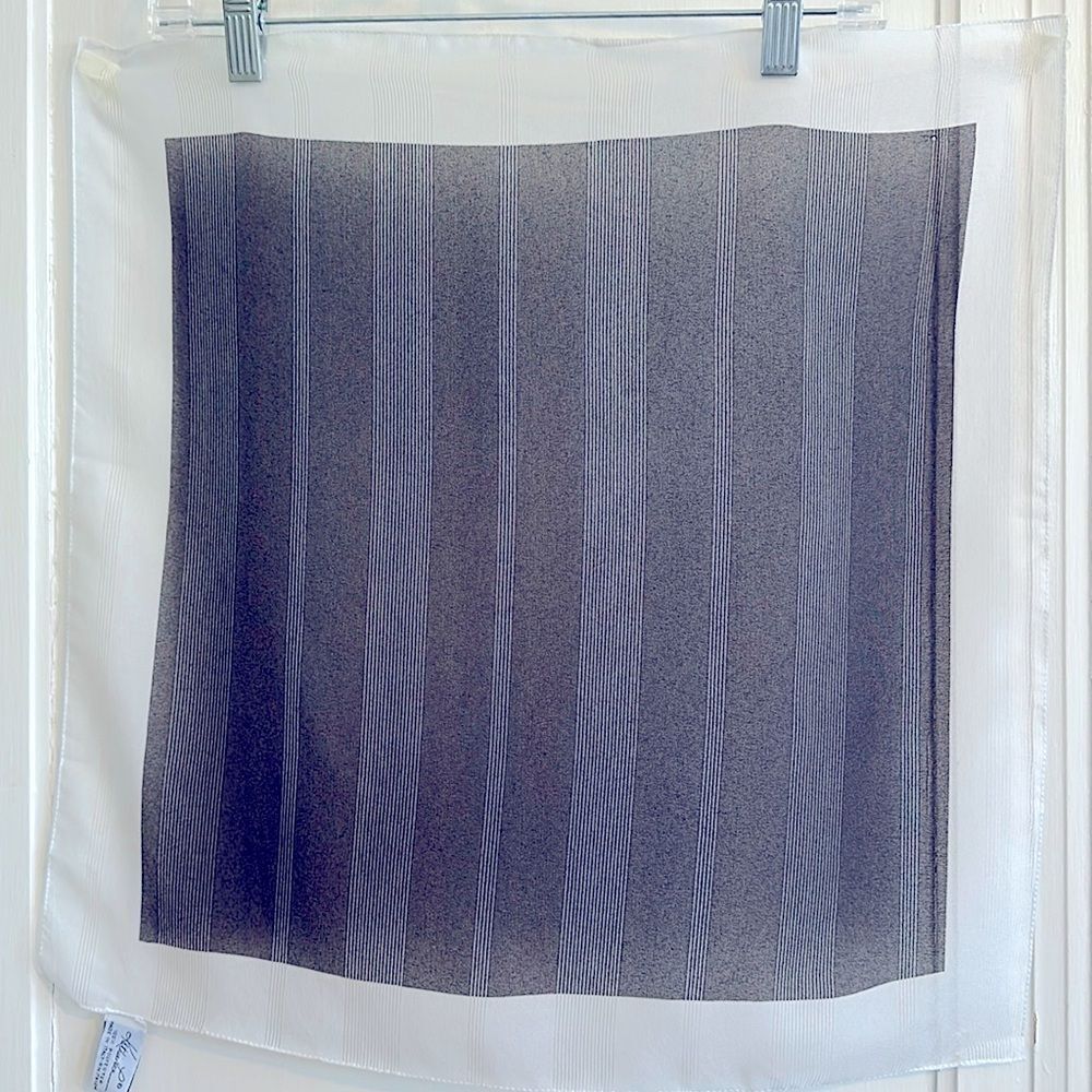 Vintage Kathie Lee black with‎ white border semi sheer polyester square scarf